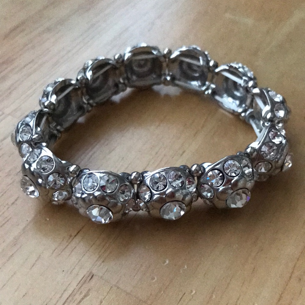 Silver Rhinestone Elastic Bracelet